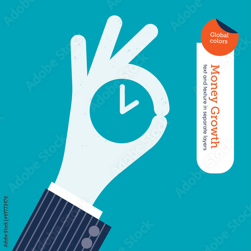 Ok hand with clock symbol
