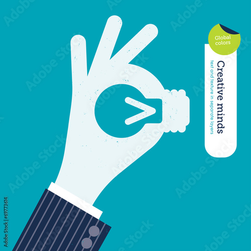 Ok hand with bulb symbol