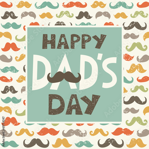 fathers day card text frame retro mustaches pattern