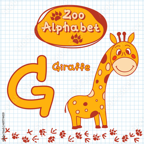Colorful children s alphabet with animals  giraffe