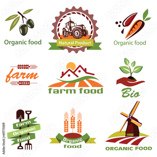 farm, agriculture icons, labels collection, set#1
