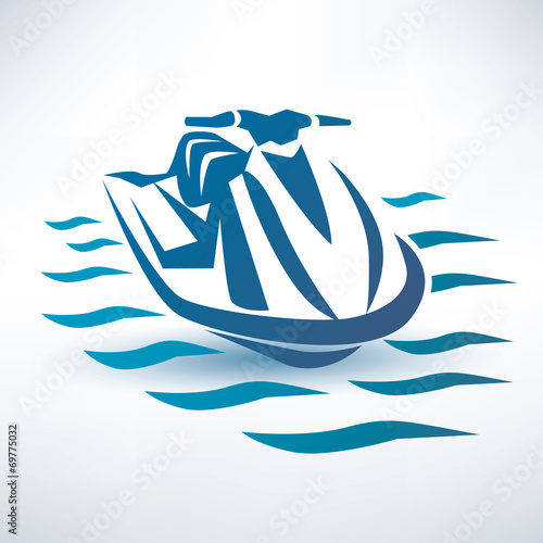 jet ski, water scooter outlined vector sketch