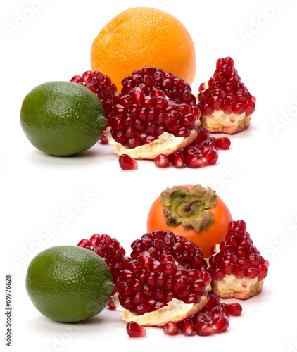 tropical fruits isolated on white background