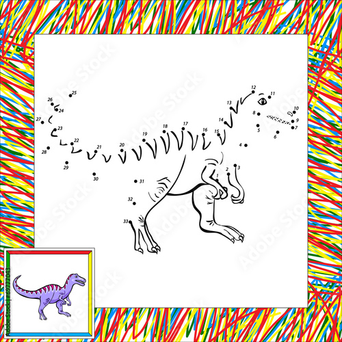 Funny cartoon tyrannosaur dot to dot