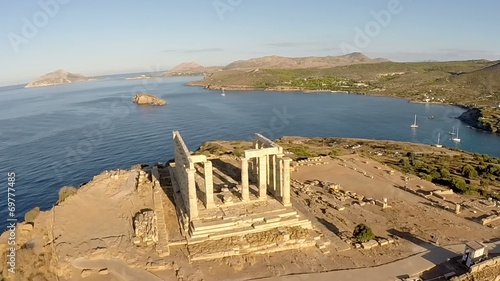 Temple of Poseidon in Sounio Greece Panoramic view