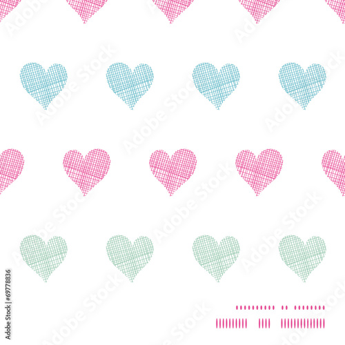 Colorful polka dot textile hearts horizontal frame seamless