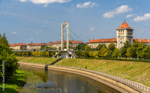 Pedestrian bridge over Nemunas river in Kaunas, Lithuania