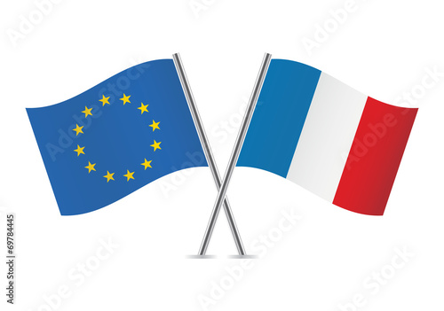 European Union and French flags. Vector illustration.