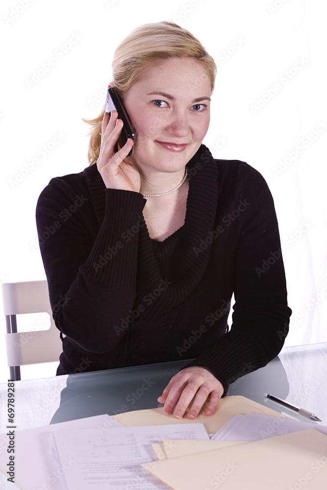 Businesswoman at His Desk Working Businesswoman at His Desk Working