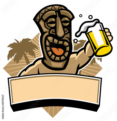tiki hold a glass of beer