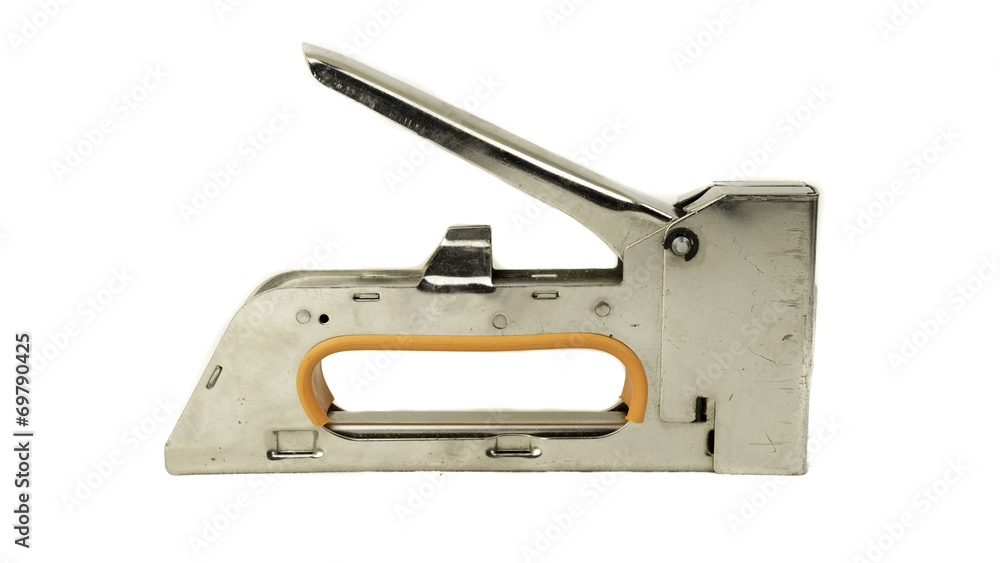 Stainless steel staple gun tacker isolated on white background Stainless steel staple gun tacker isolated on white background