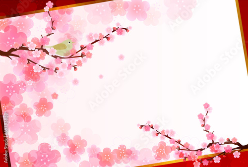 梅　うぐいす　年賀状