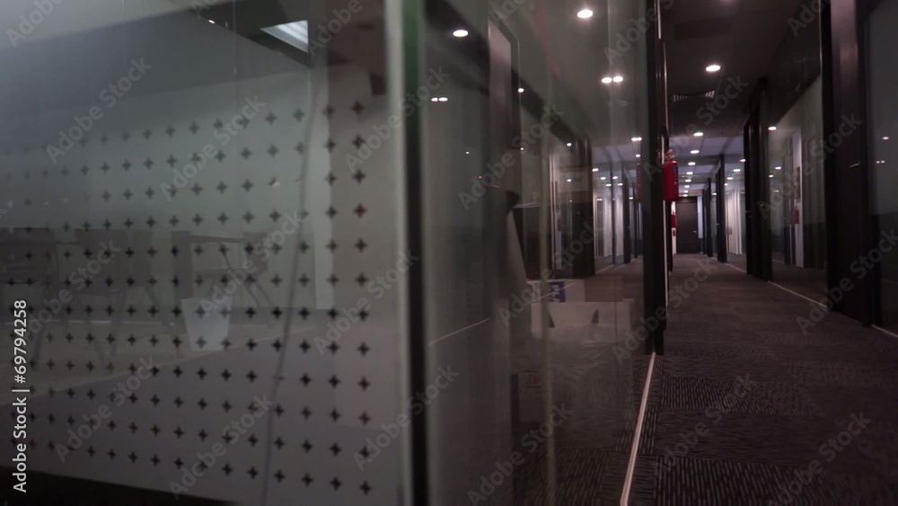 Dolly video of a dark empty office Dolly video of a dark empty office