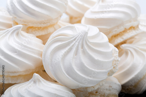 French vanilla meringue cookies on white background photo