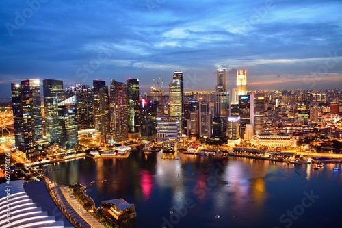 Singapore city bay area night view 