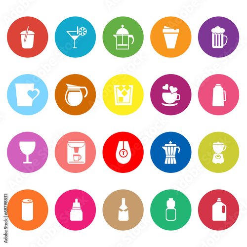 Variety drink flat icons on white background