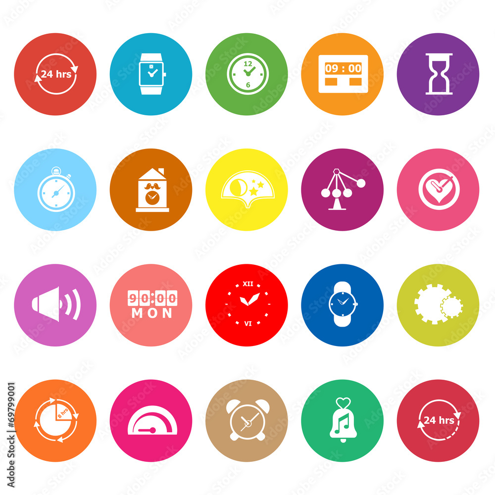 Time related flat icons on white background Time related flat icons on white background