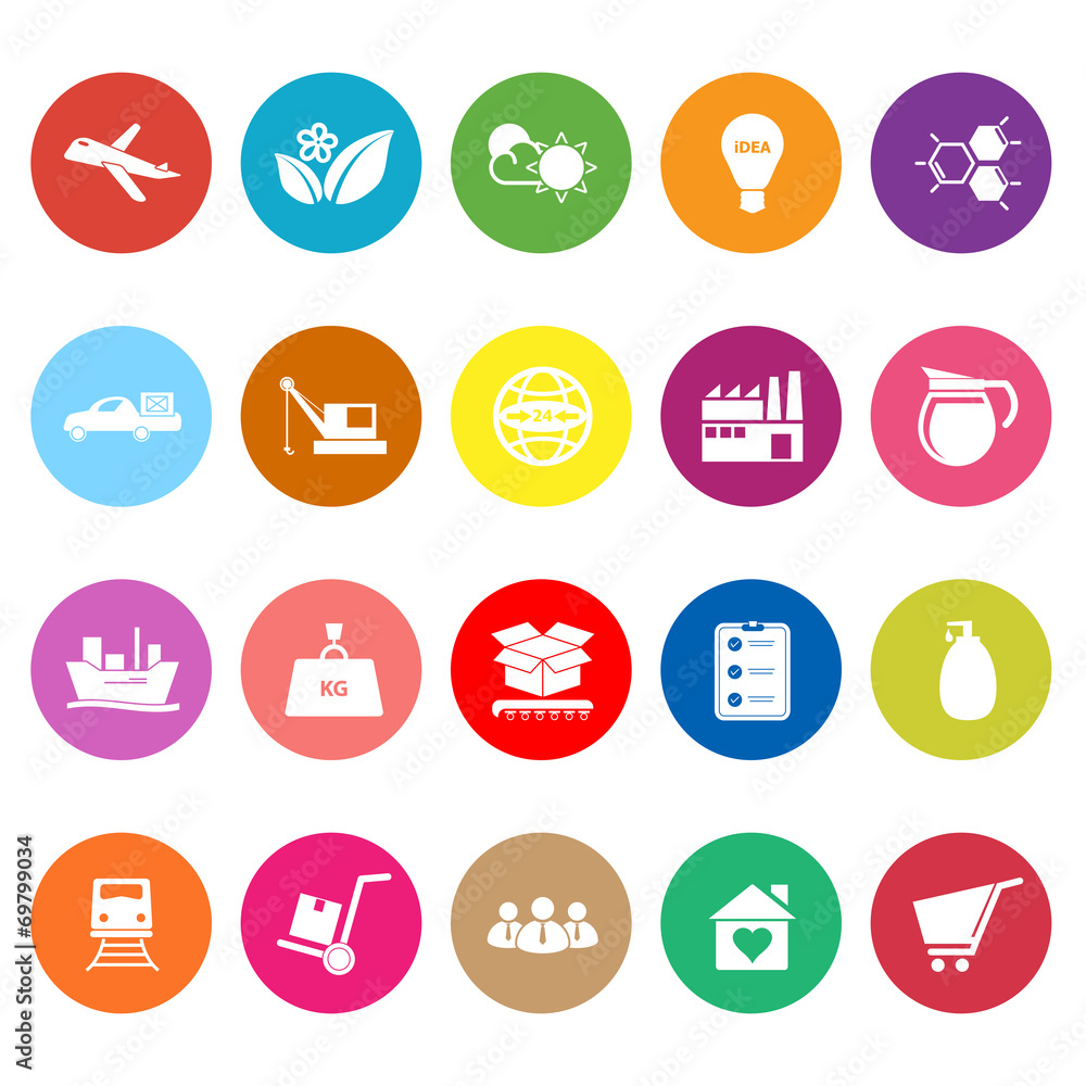 Supply chain and logistic flat icons on white background Supply chain and logistic flat icons on white background