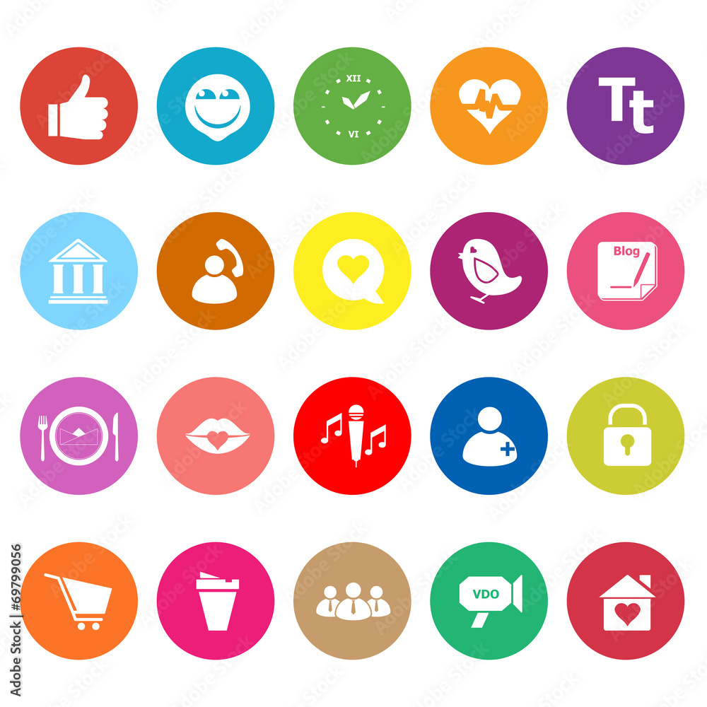Chat conversation flat icons on white background Chat conversation flat icons on white background