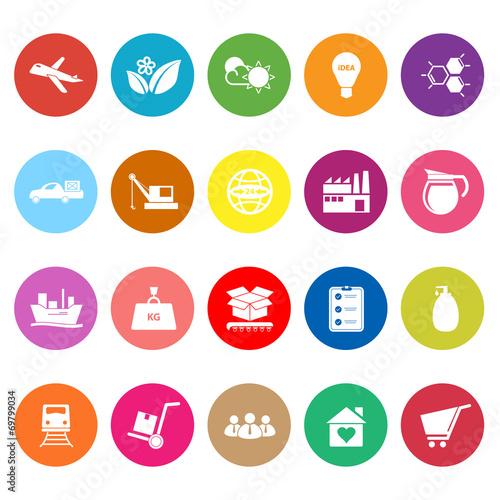 Supply chain and logistic flat icons on white background