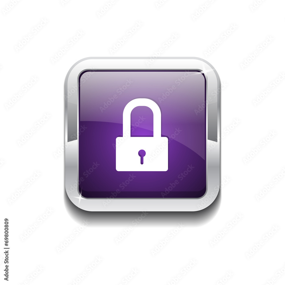 Protected Rounded Corner Square Purple Vector Web Button Icon