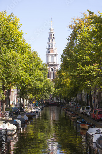zuiderkerk and boats in amsterdam