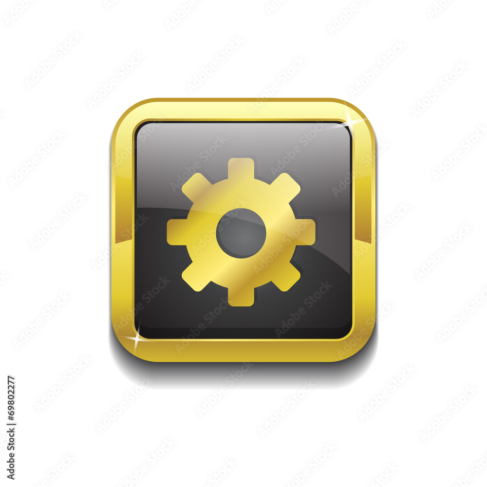 Settings Square Vector Golden Black Web Icon Button Settings Square Vector Golden Black Web Icon Button