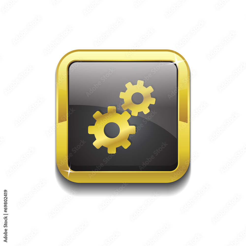 Settings Square Vector Golden Black Web Icon Button Settings Square Vector Golden Black Web Icon Button