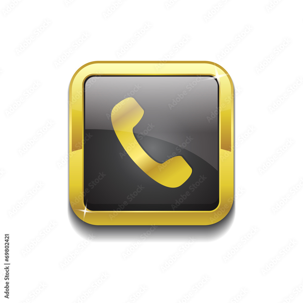 Call Square Vector Golden Black Web Icon Button Call Square Vector Golden Black Web Icon Button