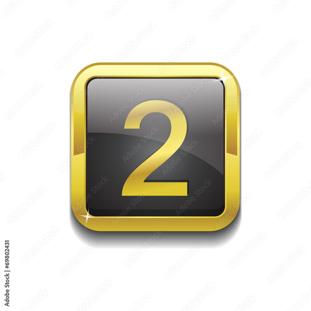 2 Number Square Vector Golden Black Web Icon Button 2 Number Square Vector Golden Black Web Icon Button