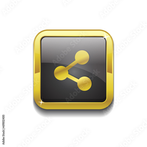 Social Golden Black Vector Icon Button