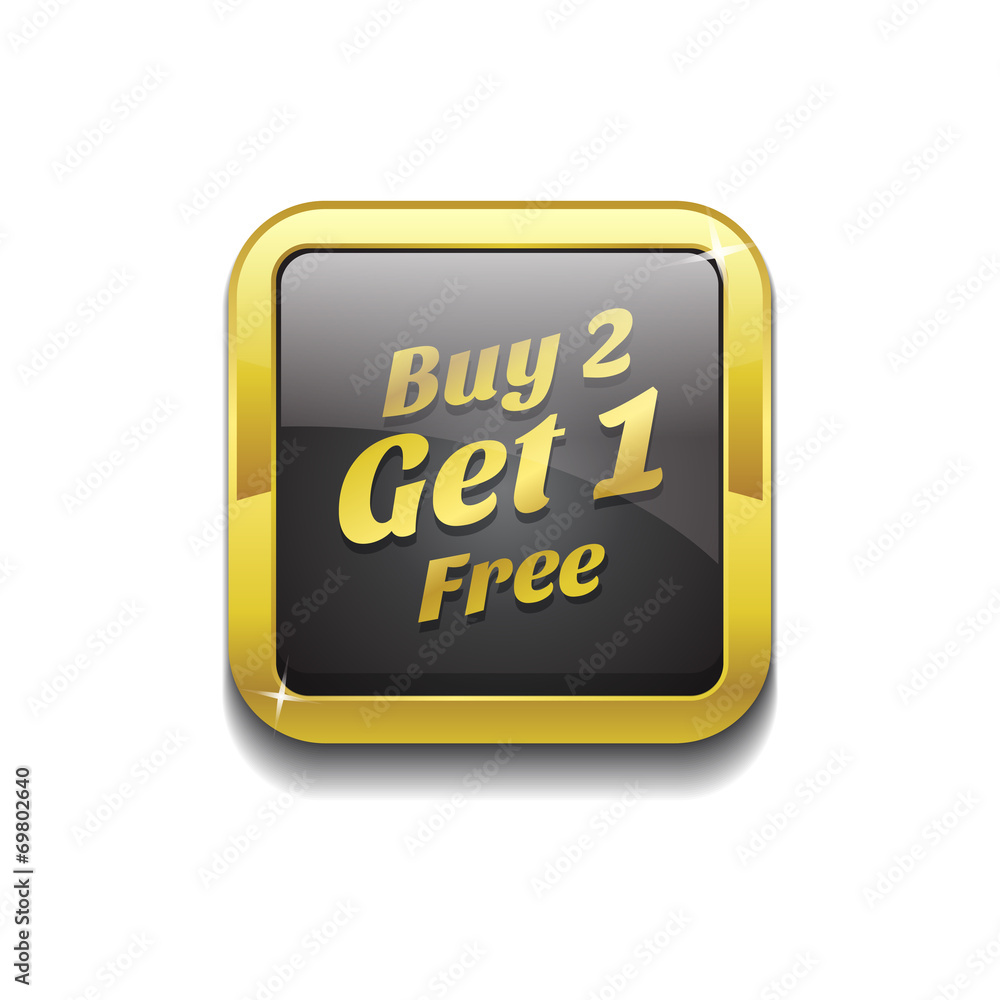 Buy 2 Get 1 Free Glossy Shiny Square Vector Button Buy 2 Get 1 Free Glossy Shiny Square Vector Button