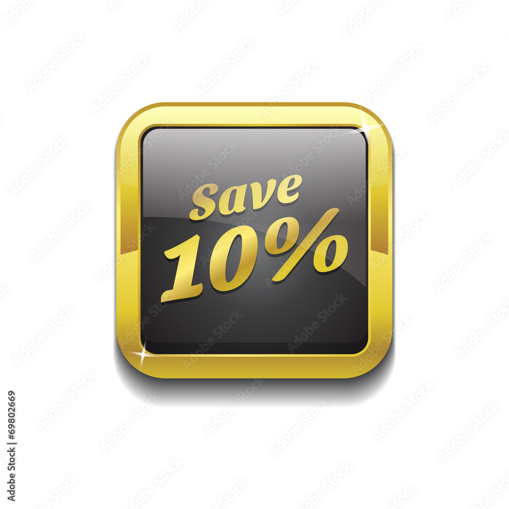 Save 10 Percent Glossy Shiny Square Vector Button Save 10 Percent Glossy Shiny Square Vector Button