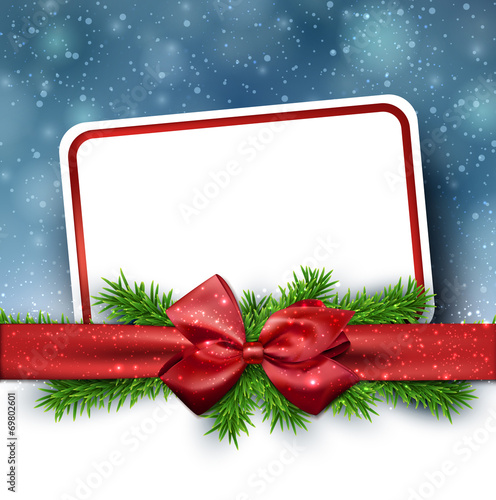 Christmas background with red bow.