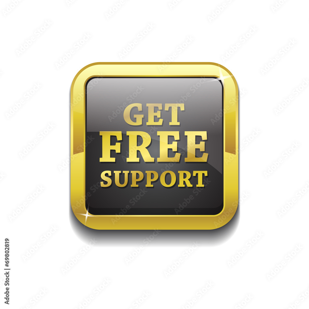 Free Support Glossy Shiny Square Vector Button Free Support Glossy Shiny Square Vector Button