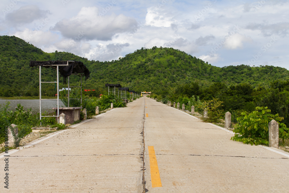 Concrete roads, which correspond to lush mountains in Thailand.