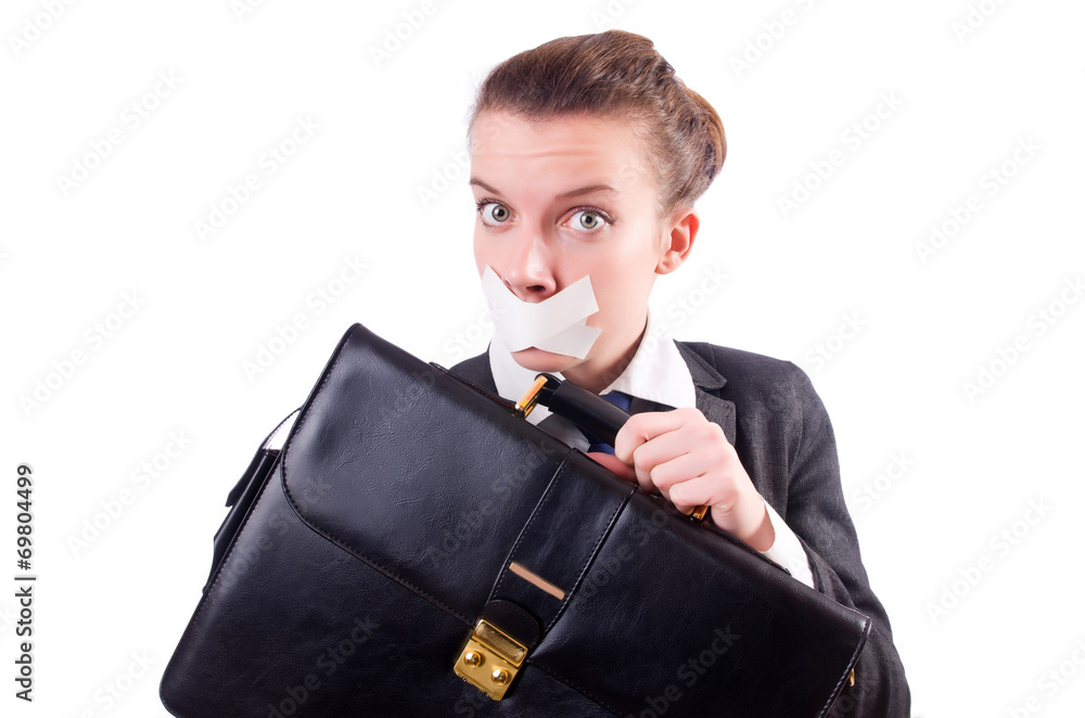 Young woman in censorship concept