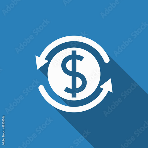 money convert icon with long shadow