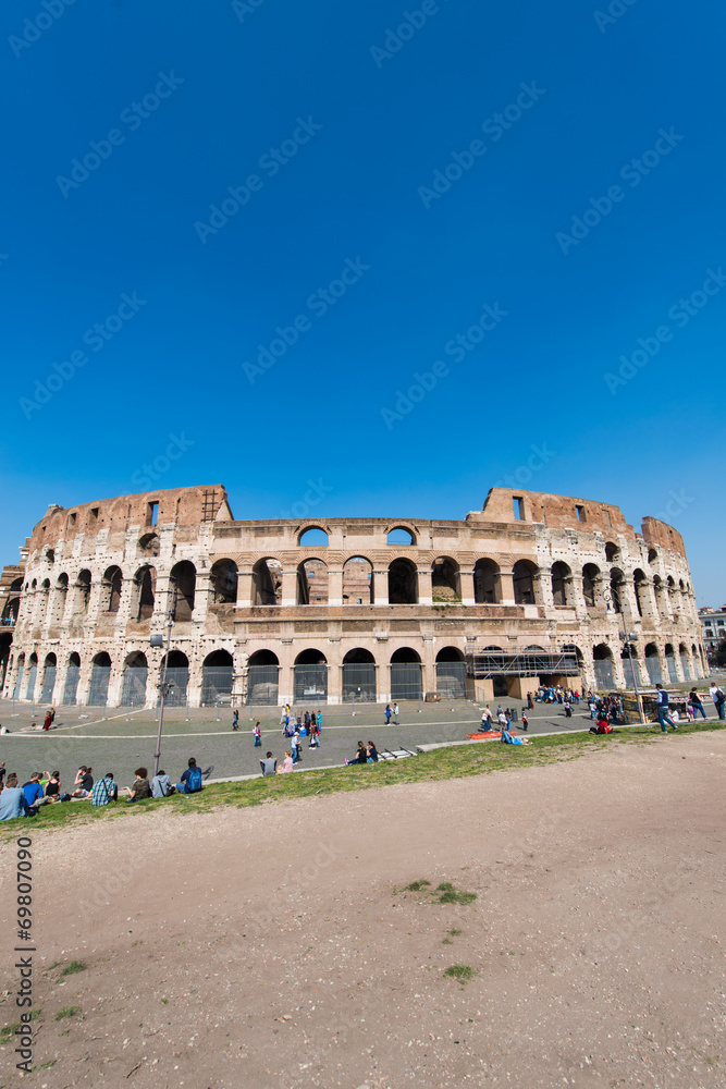 Famous colosseum on bright summer day