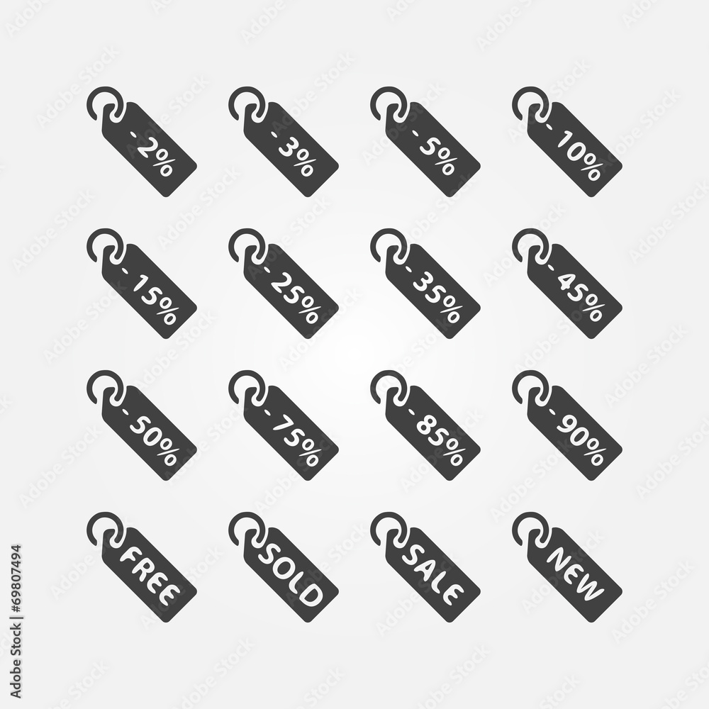 Vector discount icons - advertising sale symbols Vector discount icons - advertising sale symbols
