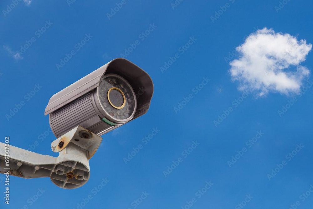 Security Camera CCTV With Cloud and Sky