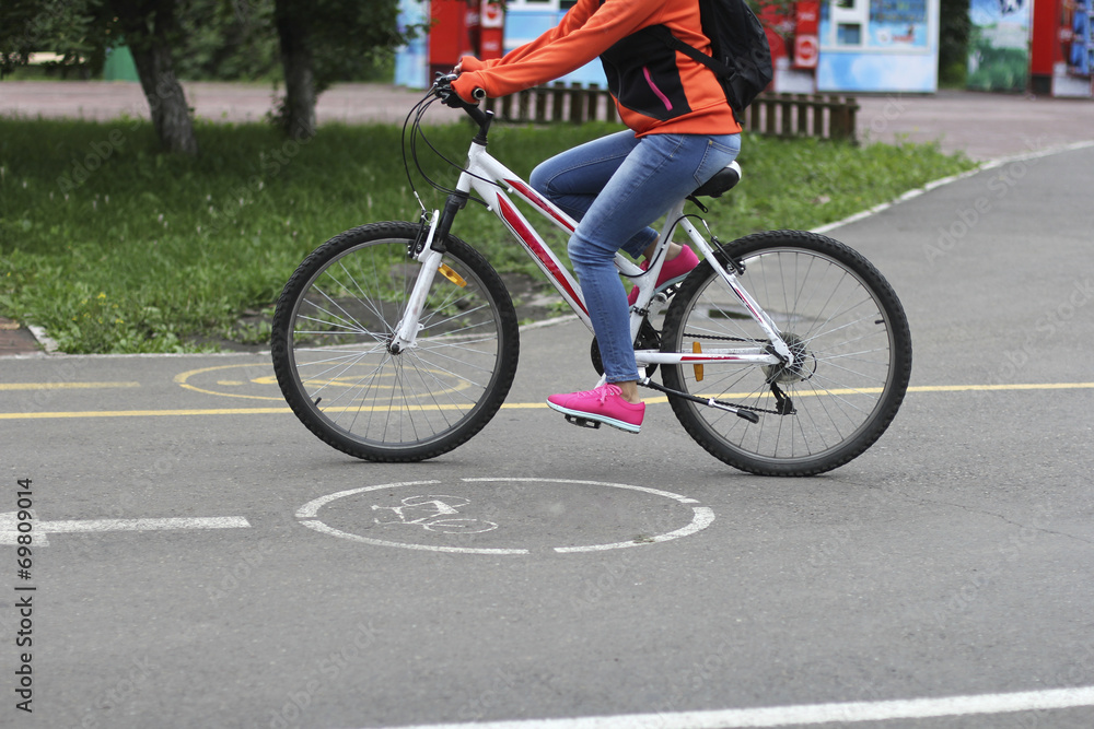 Fototapeta premium girl on bike