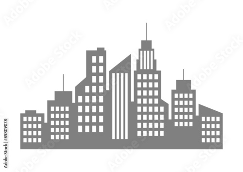 Grey city icon on white background © Anthonycz