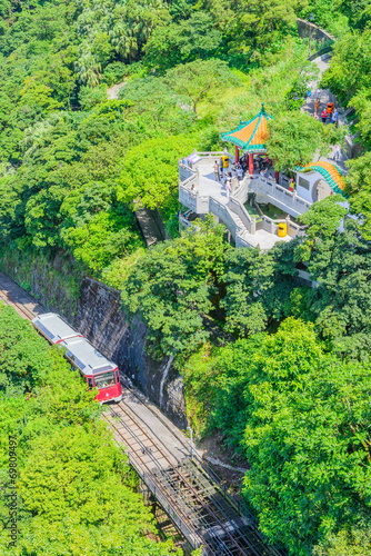 Tourist tram at the Peak  Hong Kong