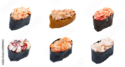 Food set of different Sushi Roll