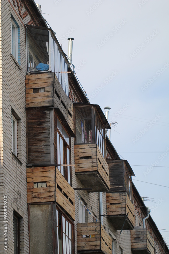 wooden balconies