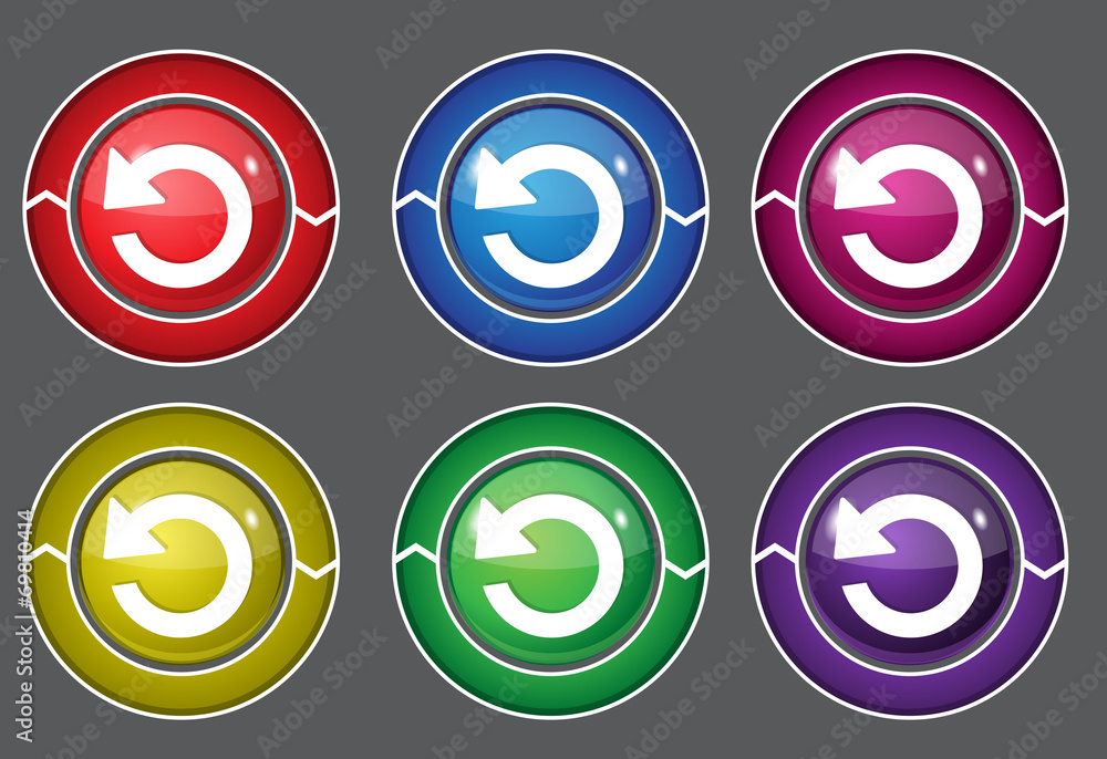 Fototapeta premium Reset Circular Vector Colorful Web Icon Set Button