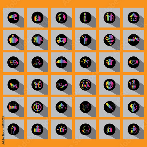 Rainbow Icon Insurance on black circle