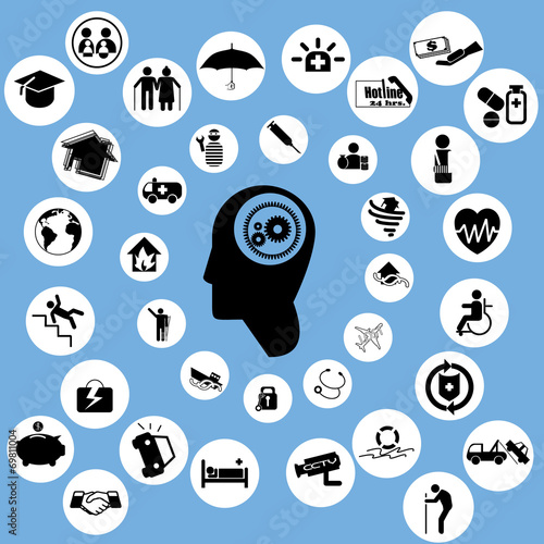 Insurance for black color icons and symbols are contemplated.