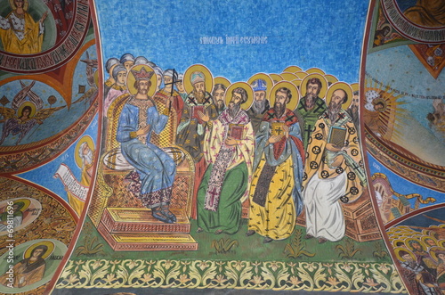 Exterior fresco of theRadu Voda Monastery, Bucharest photo